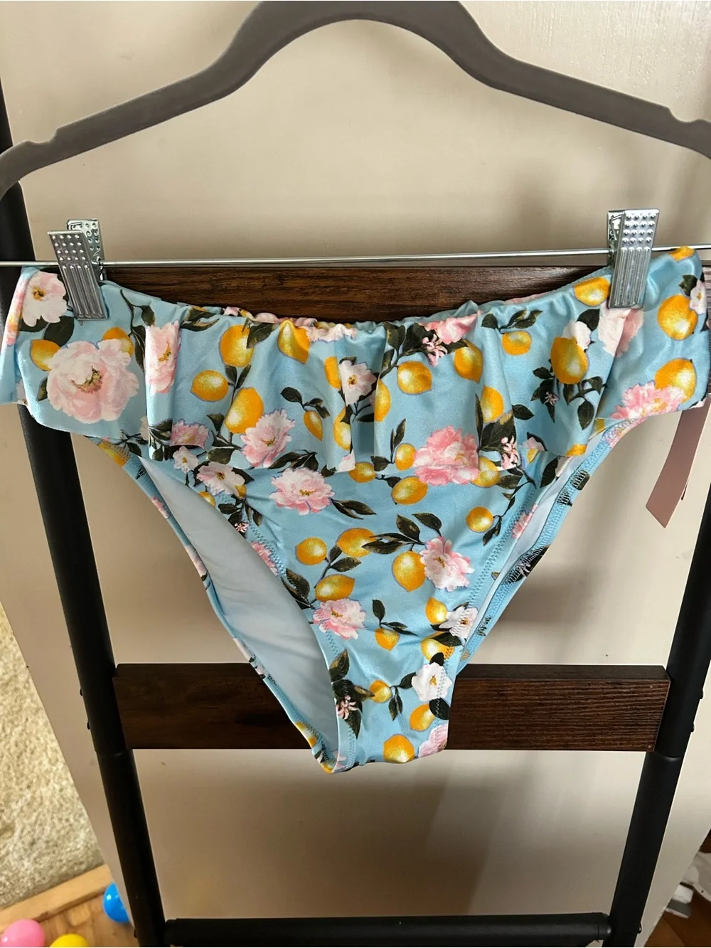Victoria's Secret Blue Lemon Floral Ruffle Underwire Bikini Top & bottom set.